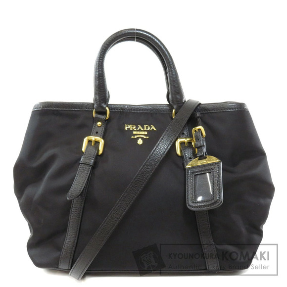 Prada Handbags - Prada Tessuto Vitello Daino leather tote Shoulder bag Black